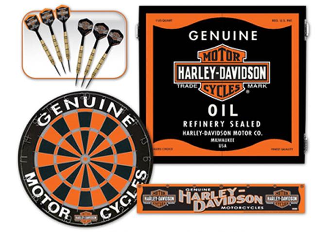 HARLEY DAVIDSON DARTBOARD, DARTS AND CABINET KIT – Gamingtables.ca