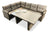 LORRAINE 3 PIECE OUTDOOR MODULAR SECTIONAL SET WITH GREY CUSHIONS