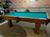 8' PREOWNED DUFFERIN REGAL SLATE SNOOKER/POOLTABLE INSTALLED WITH ACCESSORIES, RANCH OAK FINISH