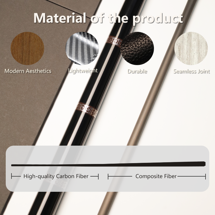 Carbon fiber shaft and composite butt material of the Miaojin black pool cue
