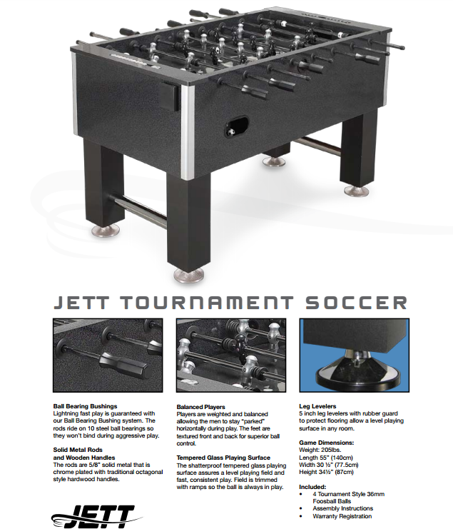 Jett Tournament Foosball Table