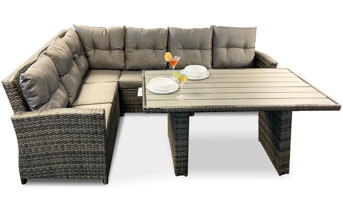 Lorraine 3-Piece Outdoor Modular Sectional Set with Grey Cushions