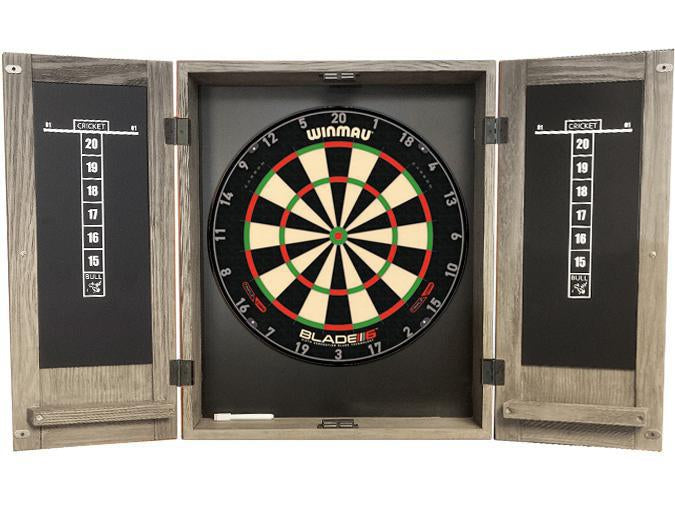 Majestic Rustic Barnwood Grey Finish Solid Hardwood Dart Cabinet