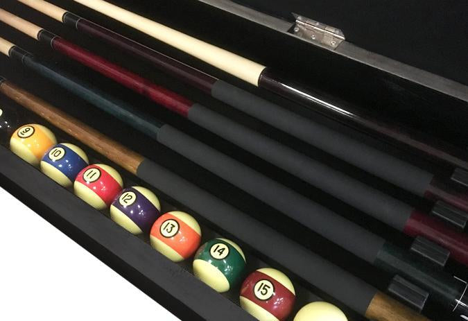 MENSA BLACK FINISH BILLIARD ACCESSORY STORAGE BENCH