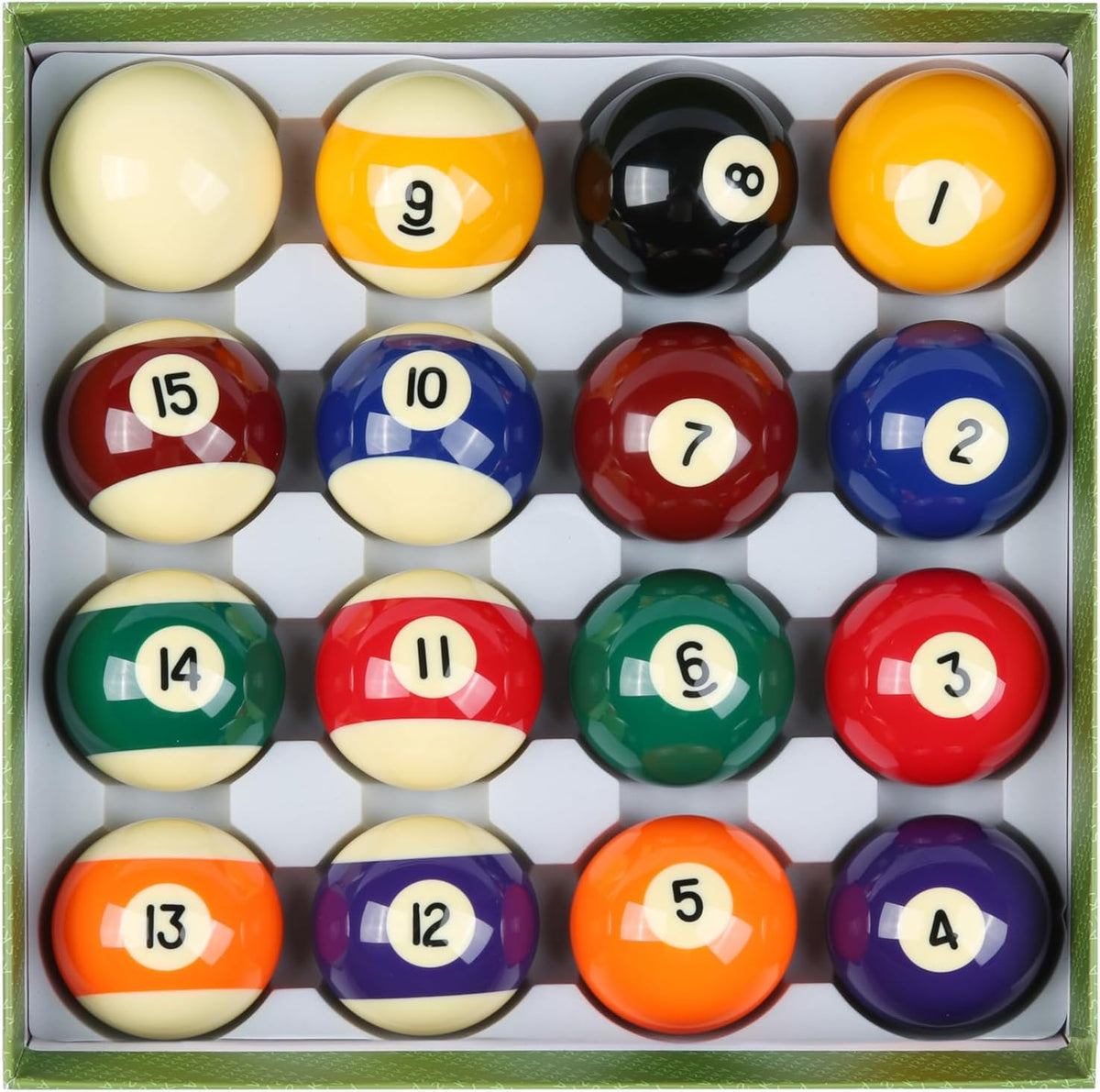 Aska Boston numbered pool ball set, 2 1/16 inch