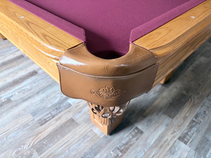8 FT PRE-OWNED SLATE POOL TABLE – LIGHT OAK, INSTALLED WITH ACCESSORIES