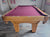 8' PREOWNED SLATE POOL TABLE INSTALLED WITH ACCESSORIES LIGHT OAK FINISH