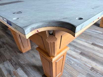 8 FT PRE-OWNED SLATE POOL TABLE – LIGHT OAK, INSTALLED WITH ACCESSORIES