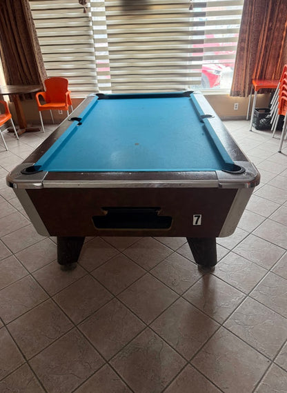 8 FT PREOWNED VALLEY COIN-OPERATED SLATE POOL TABLE
