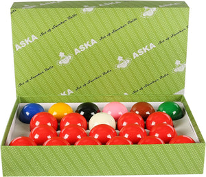 2 1/16' Aska Billiards Snooker Balls Set, 22 Balls Including a Cue Ball