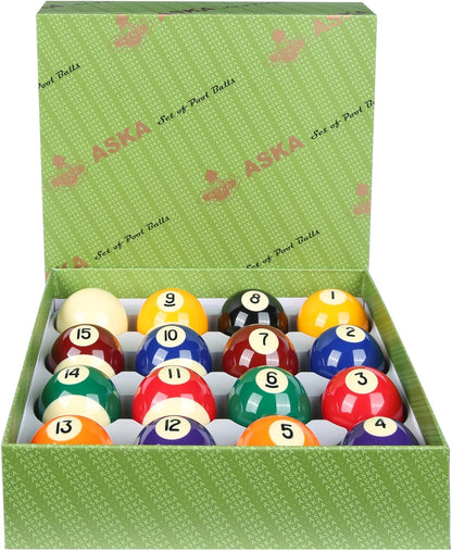 ASKA Billiards Boston Numbered Pool Balls Set – 2 1/16", 16-Piece