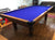 9 FOOT PREOWNED DUFFERIN REGENT POOL TABLE INSTALLED WITH ACCESSORIES SMOKY OAK FINISH