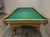 PREOWNED 9 FOOT SOLID WOOD SLATE POOL TABLE INSTALLED WITH ACCESSORIES