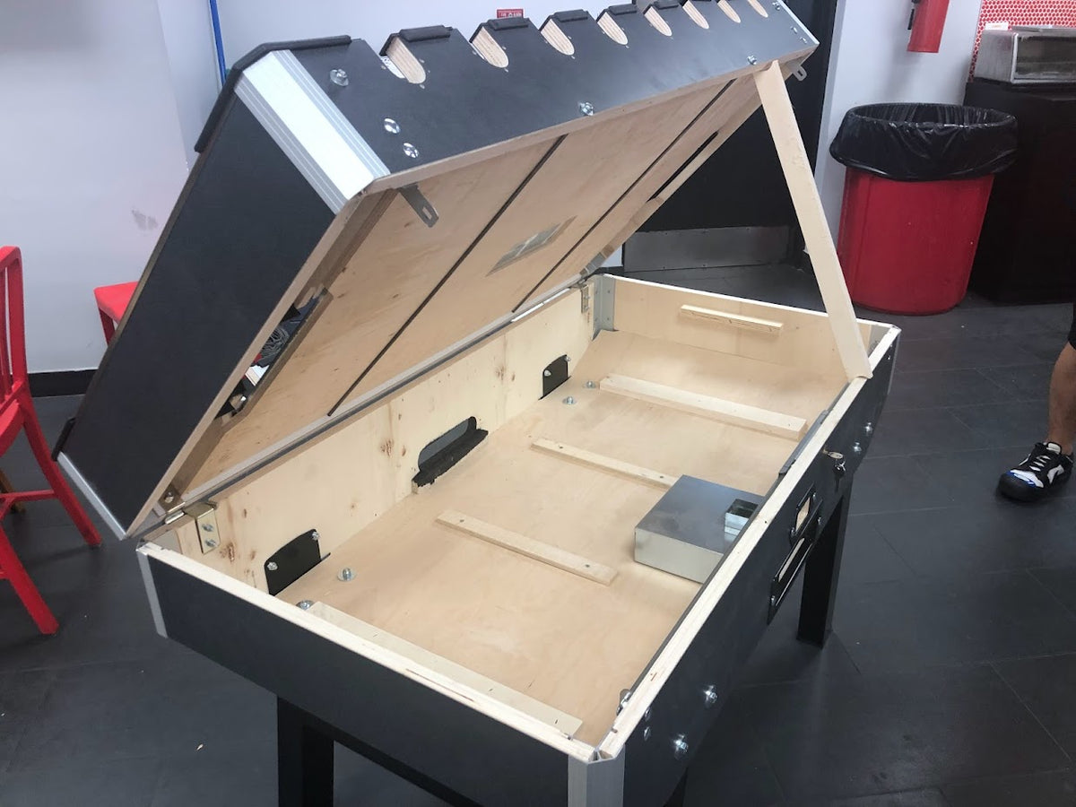 FABI COIN-OPERATED FOOSBALL TABLE WITH GLASS COVER