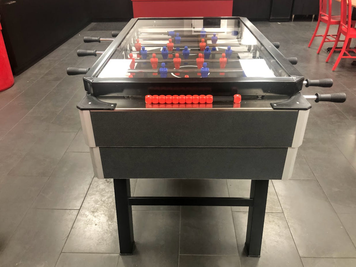 FABI COIN-OPERATED FOOSBALL TABLE WITH GLASS COVER
