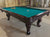 8' PREOWNED MONACO SLATE, SOLID WOOD POOL TABLE INSTALLED WITH ACCESSORIES. WALNUT FINISH