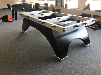 9 FT RASSON OX II BLACK MODERN COMPETITION POOL TABLE WITH AUTOMATIC BALL RETURN