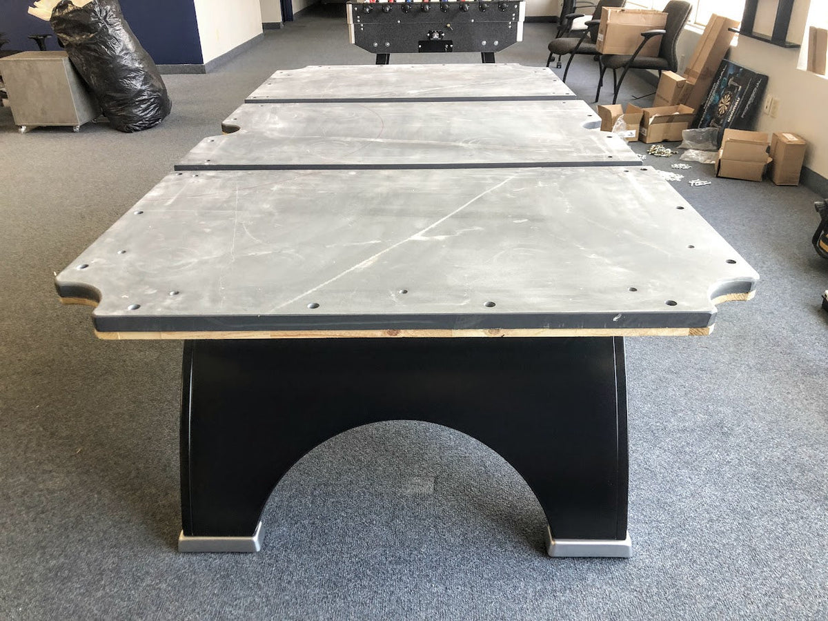 9 FT RASSON OX II BLACK MODERN COMPETITION POOL TABLE WITH AUTOMATIC BALL RETURN