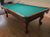 9' PREOWNED DUFFERIN ANNIVERSARY POOL TABLE INSTALLED WITH ACCESSORIES WALNUT FINISH