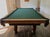 9' PREOWNED DUFFERIN CLASSIC POOL TABLE INSTALLED WITH ACCESSORIES SMOKY OAK FINISH