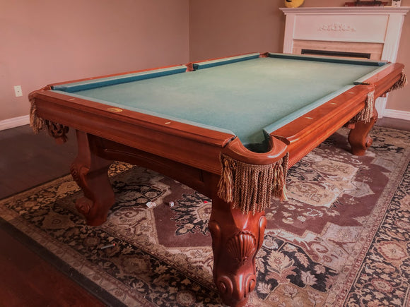 8' PREOWNED CANNON SLATE  POOL TABLE INSTALLED WITH ACCESSORIES