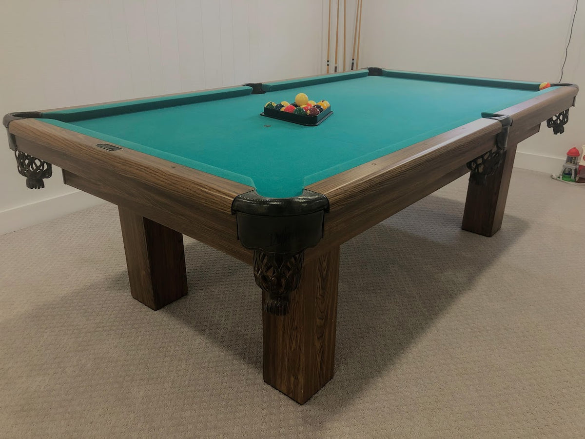 8 FT PREOWNED DUFFERIN ROYAL POOL TABLE – WALNUT FINISH