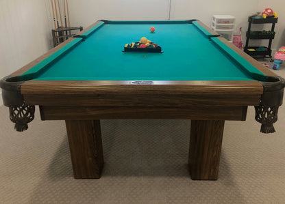 8 FT PREOWNED DUFFERIN ROYAL POOL TABLE – WALNUT FINISH