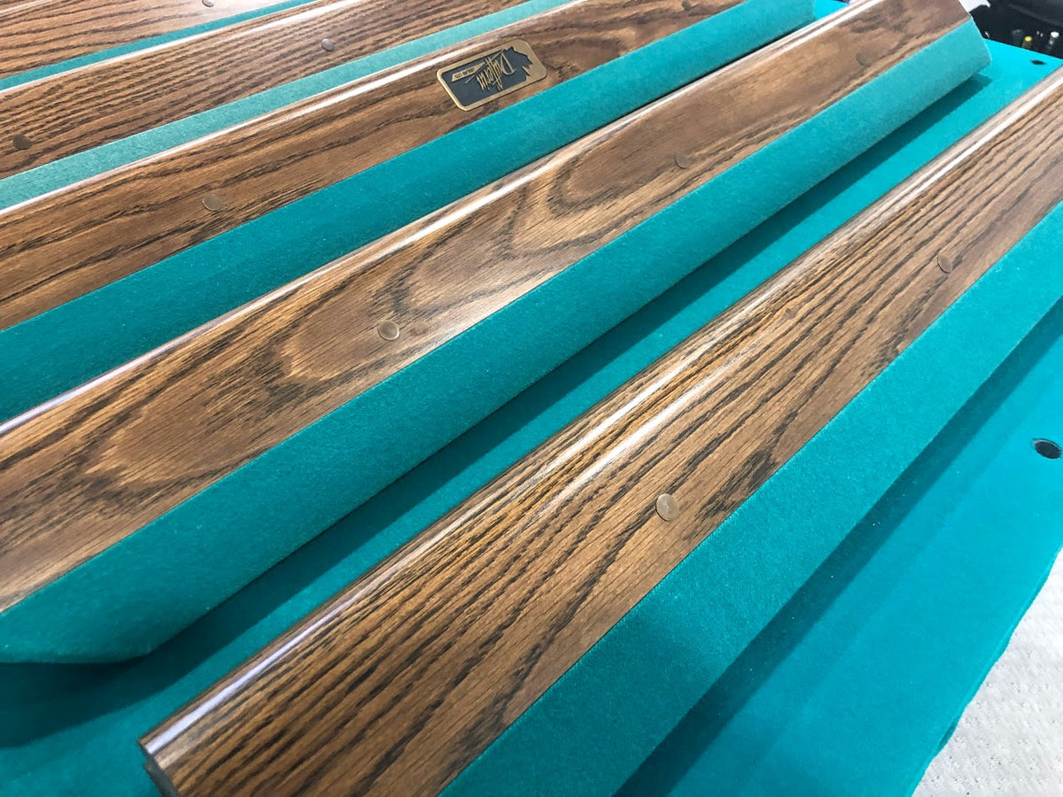 8 FT PREOWNED DUFFERIN ROYAL POOL TABLE – WALNUT FINISH