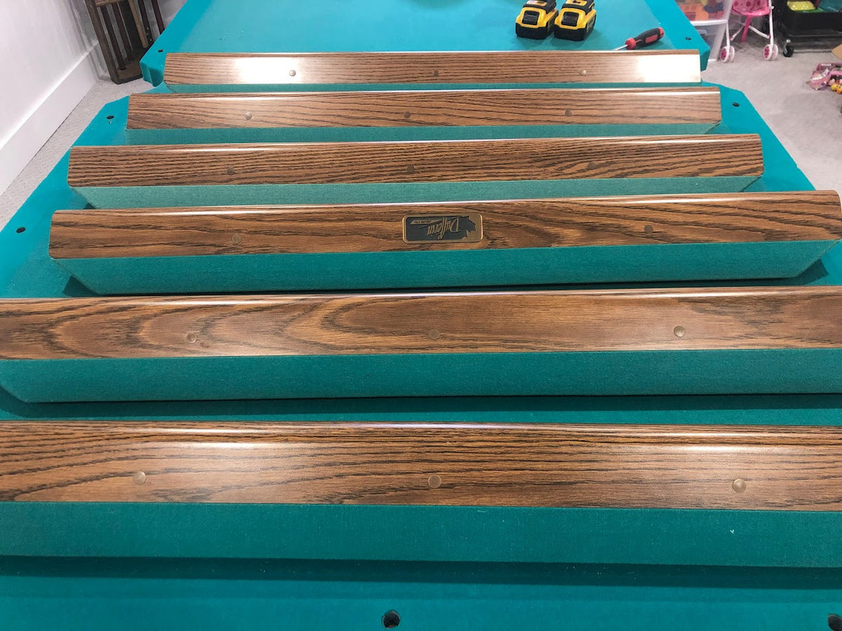 8 FT PREOWNED DUFFERIN ROYAL POOL TABLE – WALNUT FINISH