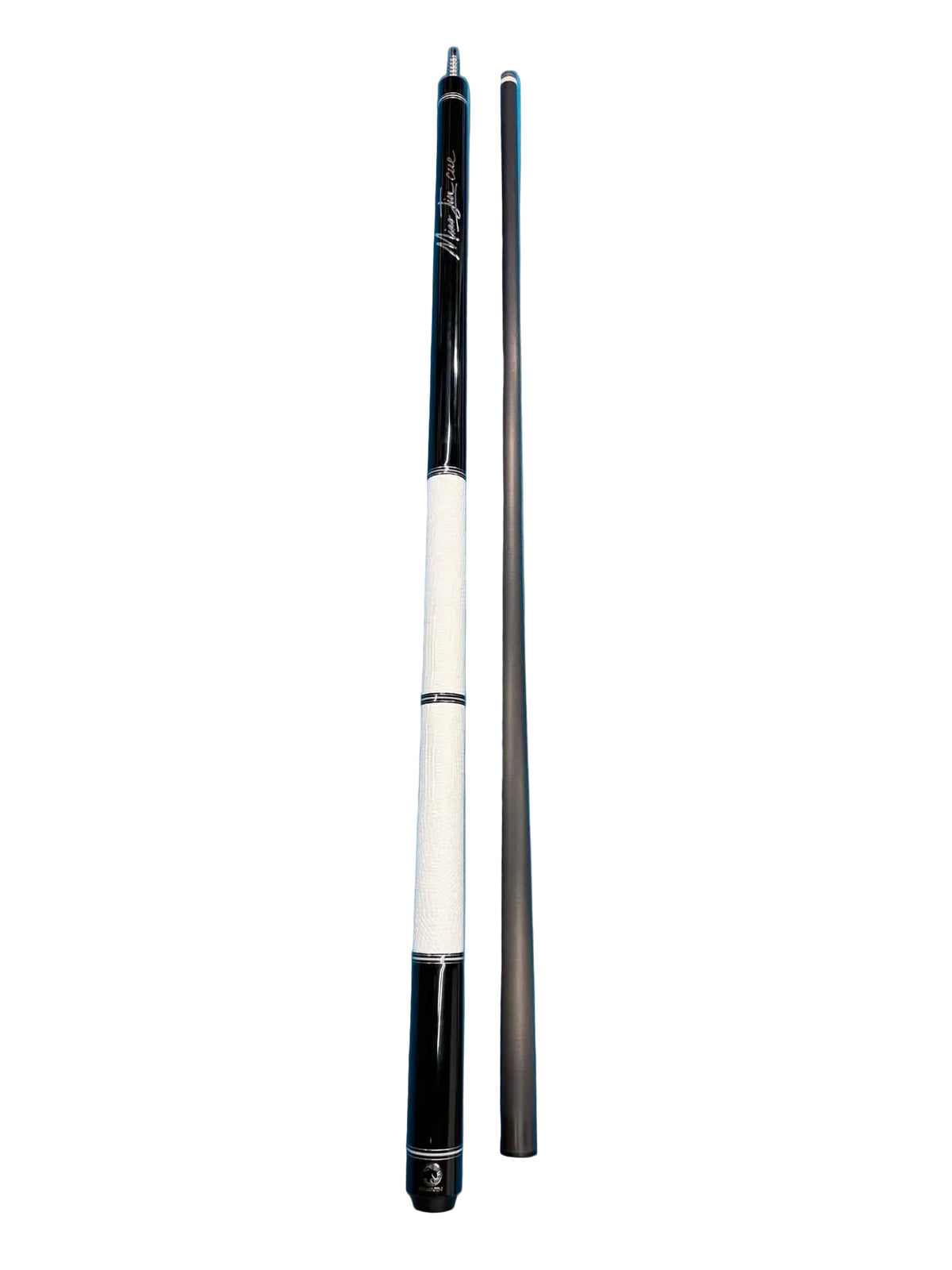 Miaojin white carbon fiber pool cue, 58 inch, with carbon fiber shaft and stainless steel joint