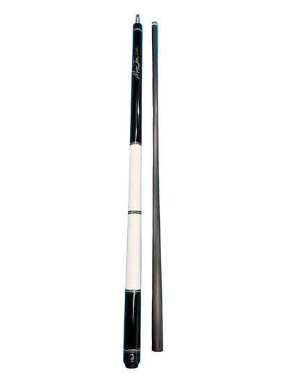 Miaojin white carbon fiber pool cue, 58 inch, with carbon fiber shaft and stainless steel joint