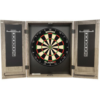 Majestic rustic barnwood grey hardwood dart cabinet