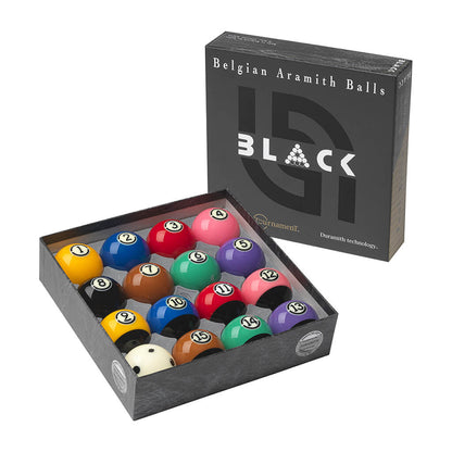 Aramith Tournament BLACK pool ball set 2 1/4 inch with Duramith technology