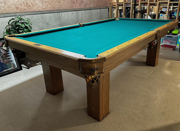 8' PREOWNED DUFFERIN REGAL SLATE POOL/SNOOKER TABLE INSTALLED WITH ACCESSORIES