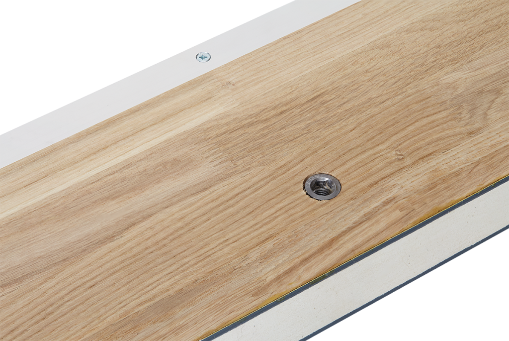 Wooden rail of the Clash Steele billiard table