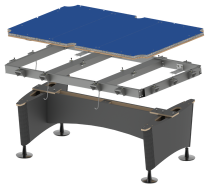 Steel and wooden Frames of the Clash Steele billiard table