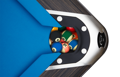 Steel pocket with balls of the Clash Steele billiard table