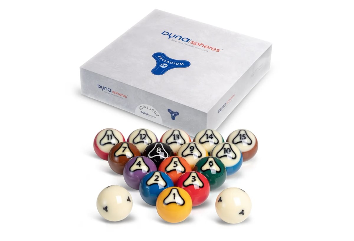 Dynaspheres Palladium TV 57.2mm phenolic pool ball set