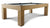 Wooden pool table with a black felt surface on a white background