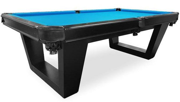 The Majestic Billiards Louisiane 8 foot black pool table complete view from the corner