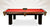 Side view of the Majestic Orleans 7-foot pool table with leather drop pocket and red felt 