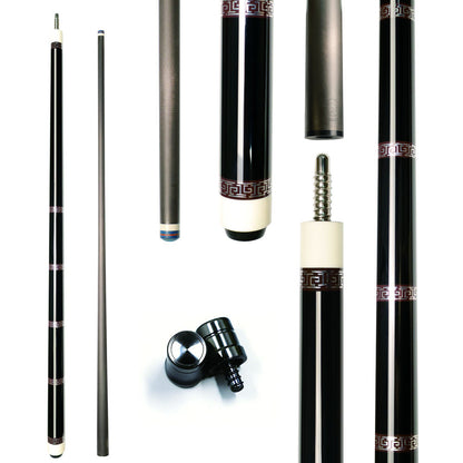 Miaojin black carbon fiber pool cue, 2-piece with carbon fiber shaft, stainless steel joint and joint protectors