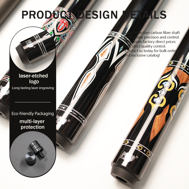 Miaojin carbon fiber shaft pool cue, joint and 12.4mm tip