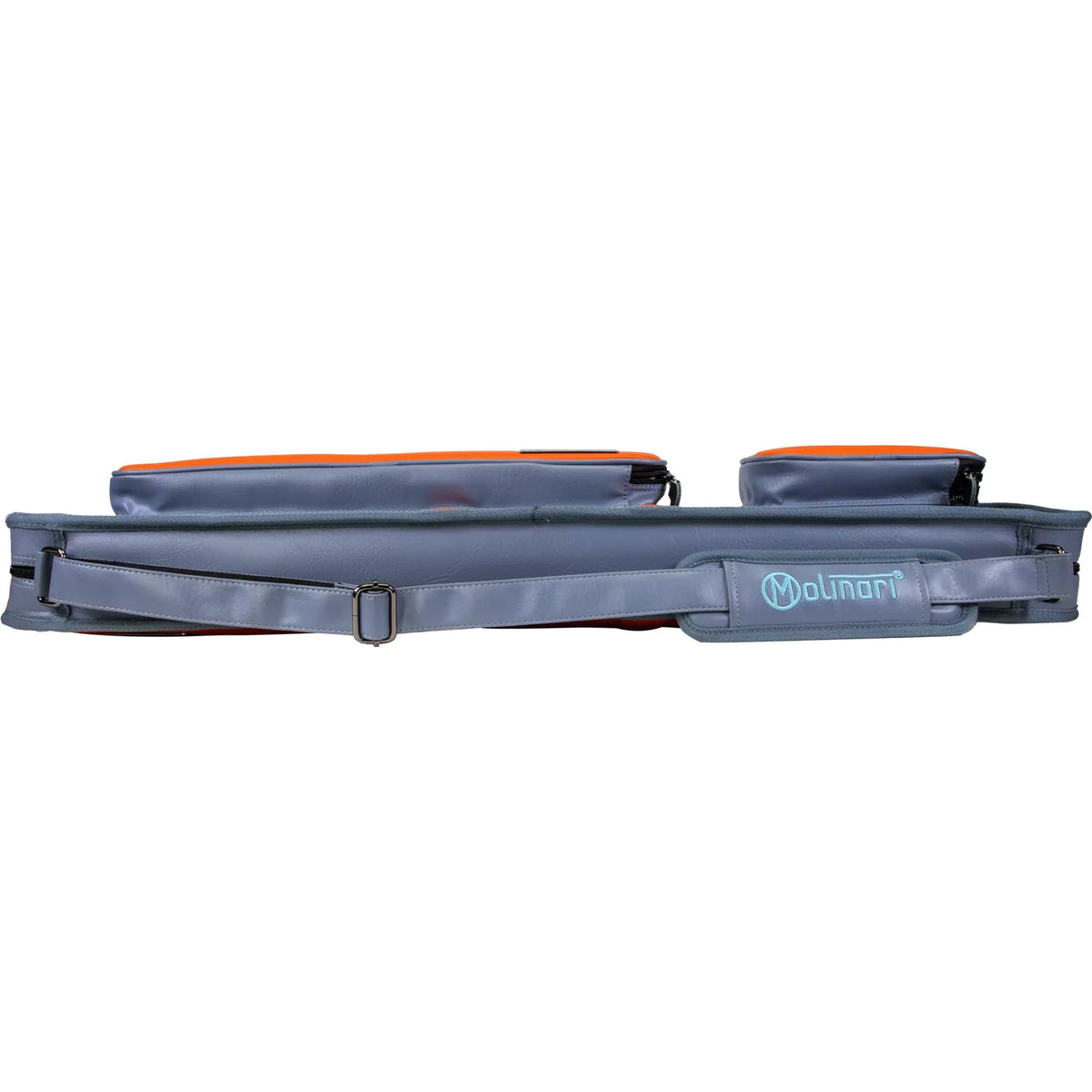 Molinari Retro grey and orange pool cue bag, bottom view