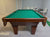 PREOWNED 8 FOOT SOLID WOOD SLATE CANNON POOL TABLE INSTALLED WITH ACCESSORIES