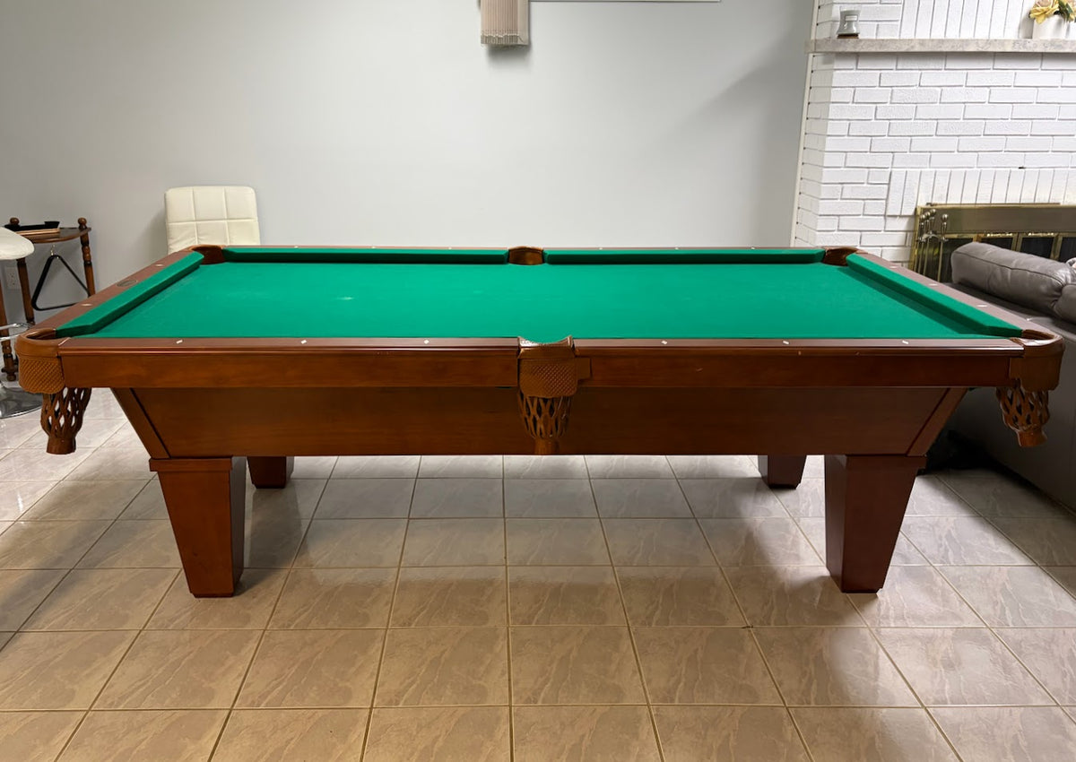 8 FT PRE-OWNED SOLID WOOD CANNON POOL TABLE – SLATE, ACCESSORIES & INSTALLATION