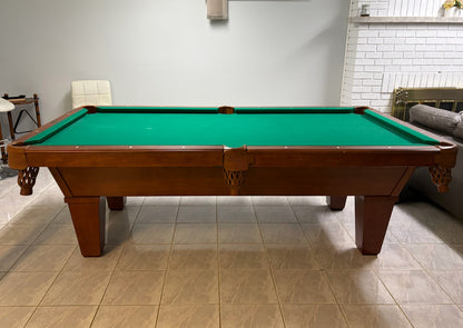 8 FT PRE-OWNED SOLID WOOD CANNON POOL TABLE – SLATE, ACCESSORIES & INSTALLATION