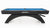 Pool table with blue felt surface and black frame on a white background
