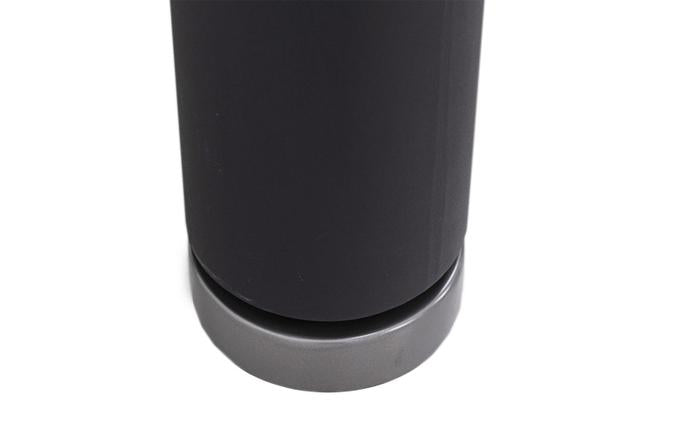 View of round leg of the Rasson Ironman 9 foot pool black table 