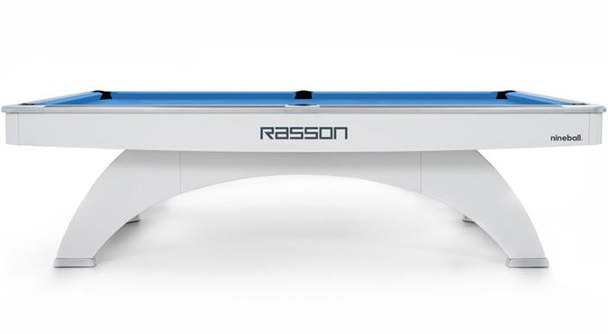 9 FT RASSON OX WHITE MODERN COMPETITION-GRADE POOL TABLE